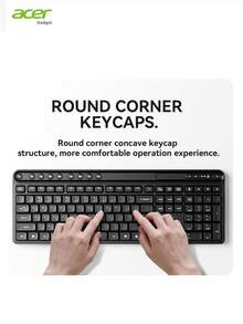 Acer OCC316 Keyboard And Mouse Combo - Plug & Play, Compact Wireless Keyboard And Ambidextrous Wireless Optical Mouse, Compatible With Windows/OS (No Receiver Required) - Black - View 6