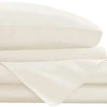 Pluma Blanca Sbanas Matrimoniales Ultra Suaves, Tacto 100% algodn, Colores neutros y combinables, 4 Piezas, Sbana Plana, Sbana de Cajn, 2 Fundas (Blanco/Hueso) (Hueso) - hueso - Ver 8