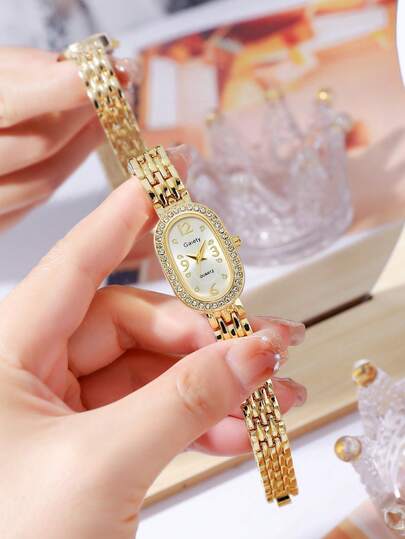 Gaiety, 1 st, Damkvartsklocka, Modern, Avslappnad, Elegant, Lätt och Lyxig, Med Rektangulär Urtavla med Arabiska Siffror, Lämplig För Vardagsbruk, Klädmatchning, Alla Hjärtans Dag-Gåva, Minimalistiska Vintage Eleganta Smycken, Y2K Festklänning Semester Högtid Festival Gåva