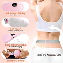 Portable Cordless Heating Pad For Period Cramps, 3-Second Fast Heating, 3 Heat Levels & 4 Massage Modes, Auto Shut-Off Waist Warmer For Sore Muscle Relaxation, Gift For Women Girls Girlfriend(Pink) - Pink - View 9