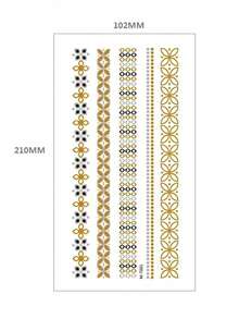 5 Sheets Gold Lace Tattoo Stickers Waterproof Temporary Tattoo Stickers Cool Bohemian Elegant Holiday Party Fake Tattoos - Gold - View 5