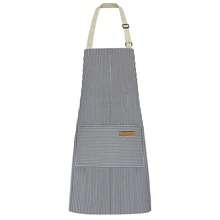 Chef Apron Bib Apron With 2 Large Pockets Adjustable Neck Strap Kitchen Apron CooFKing Apron Stripes BaFKing Apron - BluePinstripes - View 1