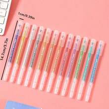12pcs/Set Iridescent Highlighter Pens With Sand Texture Design For Students Back To School - 金色 - 查看 2