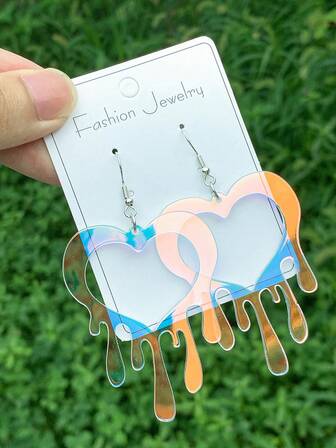 一对亚克力渐变熔心耳环 - Y2K风格“糖果色美学”配色，适合情人节佩戴、日常甜美穿搭、派对聚会等场合，个性配饰