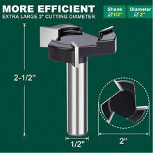 1/2" Shank CNC Waste Board Surface Planing Mill Cutter With 2" Cutting Diameter Flat Bottom Smooth Milling Cutter, Woodworking Planing Tool, 3-Flute Design - Multicolor - View 2