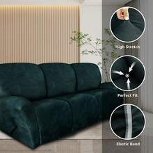 Trugenix-Recliner Sofa Covers - Leather Like Recliner Sofa Covers 3 Seater Recliner Couch Covers For 3 Cushion Couch 8 Pieces Washable Stretch Reclining Sofa Slipcovers (Brown)-GP - 02-green - 查看 10