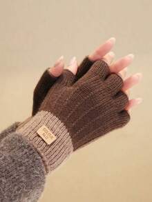 1 Pair Fashion Autumn/Winter Thickened Flip-Top Half Finger Gloves, Knitted Knitted Half Palm Fingerless Touchscreen Gloves For Men And Women, Suitable For Daily, Outdoor, Cycling, Students, Writing, Home Office, Typing, Keeping Warm, Can Be Given As Holiday Gifts To Friends And Family