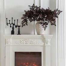 Artificial Fall Leaves Stems, 8 PCS Fall Decorations For Indoor Outdoor Halloween Than1ks 1giving Farmhouse Arrangement Decorations For Front Door Wedding Centerpieces In Autumn - 凌霄葉(黑紅色) - 查看 3