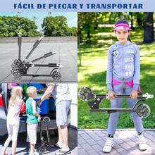 Scooters para Niños, Scooter Patinete Plegable Pare Niño, Patinete de 2 Ruedas con Luz LED y 3 Niveles de Ajuste de Altura, Regalo de Navidad/Cumpleaños, Pto ara Niños Menores de 1.3m - Negro - Ver 5