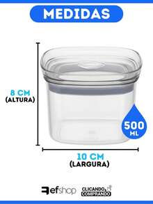 Unidade Pote Organizador Quadrado 500ML New Hermetic - Transparente - Visão 2