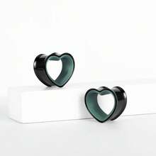 2pcs Stainless Steel Dual-Tone Heart Shaped Ear Gauges, Suitable For Various Ear Types, Ear Piercing Jewelry, Earrings, New Low Allergy Accessories, Gift For Women - Heart - View 81