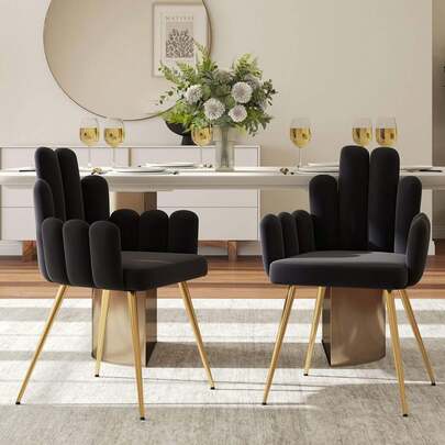 WAHSON OFFICE CHAIRS 2PCS Wahson Dining Chair, Velvet Dining Chair, Modern Living Room Chair With Armrest And Gold Leg, Kitchen Chair For Restaurant And Dining Room