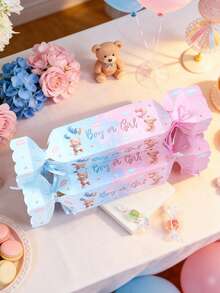 6 piezas Cajas de regalo para fiesta de revelación de género con diseño de osos pequeños en rosa y azul, cajas de dulces con patrón de osos para fiesta de revelación de género, regalos para fiesta de 1er cumpleaños, recuerdos para baby shower, cajas para snacks, suministros para fiesta de revelación de género niño o niña, embalaje para regalos de hornear, cajas para alimentos, decoraciones para fiesta de cumpleaños, decoración para revelación de género, decoraciones para baby shower, regalos para revelación de género, decoración de mesa para fiesta de recién nacido - Oso de peluche azul y rosa - Ver 10