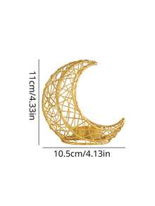 1Pc/Set Double-Arched Woven Star And Moon Metal Candlestick. Made Primarily From Metal Wire, This Candlestick Features A Minimalist Modern Design. Its Shape Is A Double-Layered Interwoven Crescent-Shaped Hollow Lattice Frame, Paired With A Circular Base, With Small Candle Trays Embedded In The Details - Multicolor - View 13