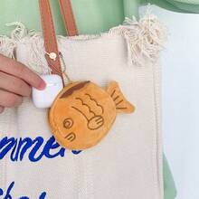 1pcs  Healing Creative Taiyaki Coin Purse Card Holder Cute Furry Multifunctional Storage Bag Can Hold Data Cable Coins Lipstick Creative Mini Pendant Gift - 鯛魚燒錢包(無里布) - 查看 8