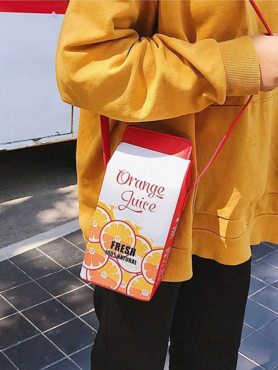 1Pc Women's Strawberry Milk Bag - Fashion Square Crossbody Purse With Adjustable Strap For Daily Use - Đỏ - Xem 1