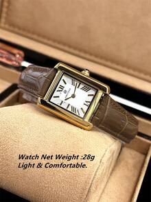 PABLO RAEZ 1pc 18K Gold Lady Watch Elegant Jewelry Dress Wristwatch Stainless Steel Vintage Rectangle Square Clocks Golden Color Non Tarnish Roman Bar Numeral Display Top Brand New AAA Glamorous Design Quartz Retro Female Accessories Watch For Lady - 均碼 - 查看 7