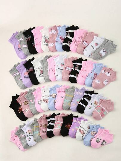 6/12 pares de calcetines de niña con diseños de animales de dibujos animados, patrones lindos de oso/mariposa/conejo, calcetines de tobillo suaves y transpirables para uso casual y deportivo, adecuados para uso diario, regalos, viajes, escuela, actividades al aire libre, colores y estilos aleatorios