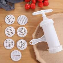 1PC Household Plastic Noodle Press Manual White Noodle Making Machine With 7 Different Printing Molds Pasta Maker Kitchen Newbie - Multicolor - View 3