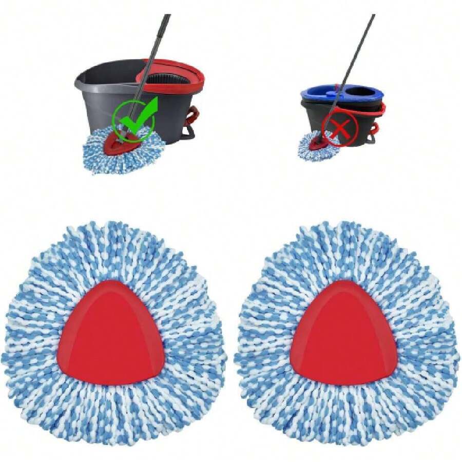 2 Pack Mop Head Replacement Compatiable With Oceda EasyWring,Mops Refill Replace Head For EasyWring Spin Mop 1 Tank Stericrofiber, Easy To Replace,Deep Floor Cleaning And Machine Washable,38952218 - 藍色 - 查看 1