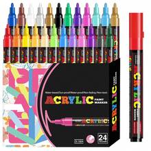 72 Colors Vivid Acrylic Marker Pen Set, 6 Color Systems, 1 Box Of 12 Gradient Colors, Non-Smudge Quick-Drying Markers, Medium Tip (2-3mm), Suitable For Rock Painting, Black Paper, Skateboard Decoration, Wood, Plastic, Canvas - Acrylic Markers - View 13