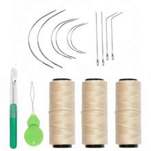 10pcs Curved Needles & 5pcs Black/Brown/Beige Threads, Professional Wig Sewing Kit, Suitable For DIY Handmade Wigs And Hair Extensions - Multicolor - View 15