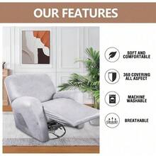 Trugenix-Recliner Sofa Covers - Leather Like Recliner Sofa Covers 3 Seater Recliner Couch Covers For 3 Cushion Couch 8 Pieces Washable Stretch Reclining Sofa Slipcovers (Brown)-GP - 01-大理石紋理 - 查看 6