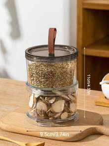 1pc 3-Tier Round Spice Storage Jar, Multi-Layer Food Preservation Container, Transparent Airtight Canister, Suitable For Storing Grains, Cereals, Snacks, Spices, Ideal For Refrigerator Or Countertop, Perfect For Home Kitchen - Multicolor - View 12
