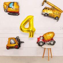 5个32英寸大型建筑主题数字气球套装，铝箔数字1-5，适用于建筑主题生日派对装饰、夏季节日装饰、户外装饰、派对用品 - 彩色 - 查看 5