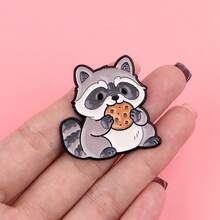 Raccoon, Panda Enamel Brooch, Cute Cow, Dragon Lapel Pin, Pine Tree Brooch, Badges, Backpack & Clothing Accessories, Funny Jewelry Gifts - Black - View 9