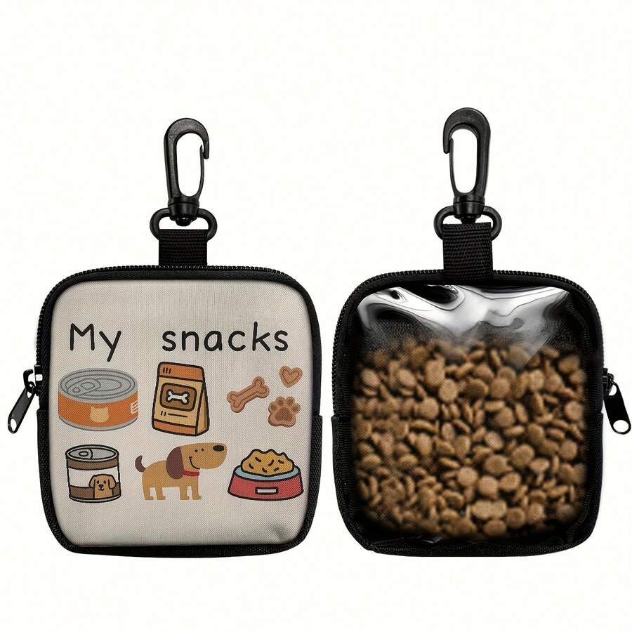 1pc Dog Print Dog Treat Bag, Pet Training Set With Hook And Zipper - Pet Poop Bag, Small Dog Pet Training Walking Bag - Multicolor - View 1