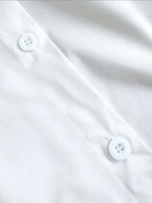 Women's Front Button Pocket Lip Print Long Sleeve Shirt - White - View 4