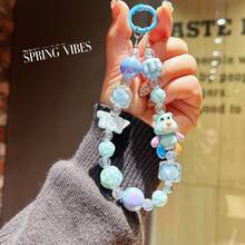 新款卡通串珠手机链，暴力熊手绘串珠吊坠，包包/汽车钥匙扣配件，完美礼物，生日礼物，理想礼物，惊喜礼物，节日礼物，季节礼物 - 彩色 - 查看 15