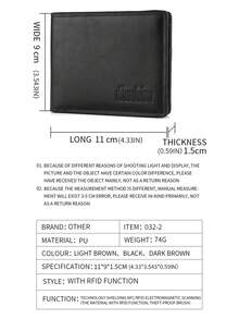 1pc Horizontal Multi-Functional Card Holder, Casual European & American RFID Blocking Card Wallet, Vintage Purse, Best Valentine's Day Gift, Solid Color PU Leather - Multicolor - View 7