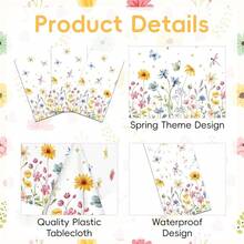 Pedenty 3-Piece 54 X 108 Inch Spring Floral Plastic Tablecloth – Wildflower And Butterfly Design, Disposable Rectangle Table Cover For Garden Parties, Ba By Showers, Picnics, And Spring Decorations - SpringFloral - View 4