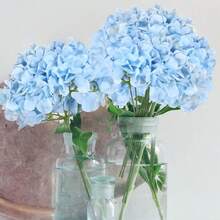 24pcs Blue Artificial Hydrangea Flowers, Fake Hydrangea Flowers With Stems, Realistic Touch, Suitable For DIY Decoration, Vase Filler, Baby Shower, Home Indoor Living Room Kitchen Bedroom Decor, Wedding Party Table Centerpiece, Office Desk Decor, Outdoor Farmhouse Yard Garden Decoration - Baby Blue - View 10