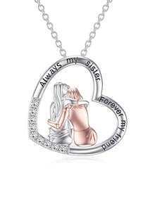 THINTIME 1 pieza Collar con colgante de corazón de mejor amigo de moda - Multicolor - Ver 1