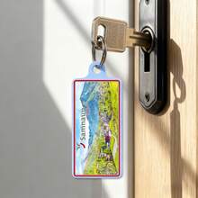 1pc Metal Material Double-Sided UV Printed Swiss City Element Keychain, Unisex Key Ring, Fashion Accessory, Bag Charm, Suitable As Gift