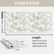 Papel de Parede Autoadesivo Branco em Rolo, Estampa Floral Europeia em Formato de Pergaminho, 43 x 300 cm (17 x 118 polegadas), Vinil para Contato, Adesivo de Parede Decorativo Impermeável e Fácil de Aplicar, Decoração Moderna e Luxuosa para Casa, Removível e Fácil de Instalar, Ideal para Sala de Estar, Parede de Fundo da TV, Quarto, Cozinha, Escritório, Presente de Dia dos Namorados, Decoração Clássica e Elegante para Ambientes - Branco - Ver 9