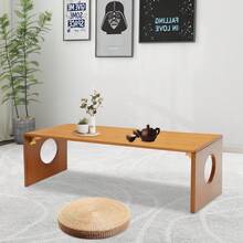 Rainaut Set Of Freestanding Bamboo Brown Folding Coffee Table, Foldable Low Coffee Table, Bamboo Floor Table Desk Floor Table Bamboo Japanese Folding Table Portable Bamboo Japanese Coffee Table, No Assembly Japanese Dining Tabl For For Use On The Floor, Bed, Outdoors, Or Any Other Space You Need, Making It Convenient For You To Enjoy Tea, Read, Study, Work, Or Play, Brown - 棕色 - 查看 3
