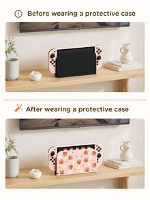 Ayotu 1pc Strawberry Pattern Protective Case, Fits Compatible With Switch/Switch OLED/Switch 2(2025) Dock, Holds 5 Game Cards, Protects Dock From Scratches And Dust - Multicolor - View 3