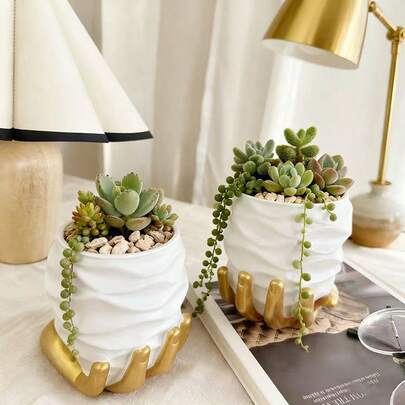 1ชิ้น กระถางปลูกต้นไม้รูปหัวใจสร้างสรรค์พร้อมSucculent Plant เหมาะสำหรับห้องนั่งเล่น, ระเบียง, ตกแต่งโต๊ะทำงาน - ของขวัญขึ้นบ้านใหม่