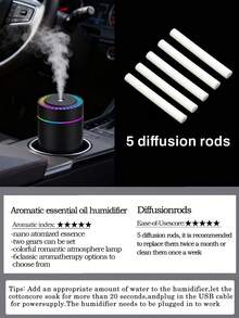 180ml Car Humidifier, Auto Shut-Off, USB Powered, 2 Mist Modes, Ultrasonic Quiet, Aromatherapy Diffuser, LED Light. Black/White, 6 Fragrances. Suitable For Car/Office/Bedroom/Hotel. Combo Set. Car Accessories. - A - View 13