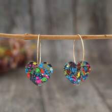 Valentine's Day Collection: Elegant Style Sequins, Transparent Heart-Shaped Multi Colored Women's Earrings And Earrings - 透明藍 - 查看 2