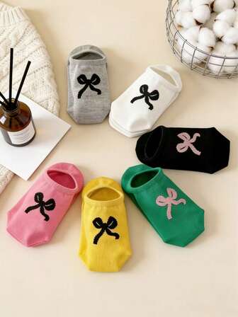 3 par sommarstrumpor med slumpmässig fluga, vardagskläder och campusmode