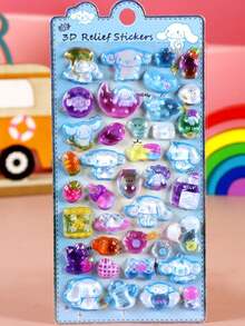 3D立体浮雕贴纸，防水可爱卡通女孩装饰贴纸，趣味装饰贴纸，适用于平板电脑、手机、水瓶、桌面、移动设备、礼品、办公室，用途广泛，适合儿童（颜色可能略有差异，随机发货） - 彩色 - 查看 5