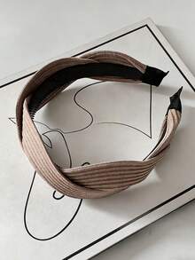 1件装女士纹理交叉发带，简约休闲发箍，适合日常、通勤和时尚穿搭，发带，头饰，发箍 - 彩色 - 查看 4