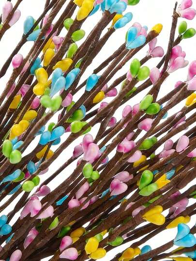 10pcs Colorful Valentine's Day And Easter Artificial Berry Stems - Plastic Floral Arrangement Sticks With Heart-Shaped Berries For DIY Wreaths And Spring Decorations, Multicolor-Random Color
