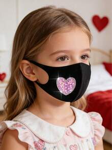 1个可爱优雅的彩色糖果、亮片、水钻、蝴蝶装饰儿童口罩，适合日常佩戴、户外活动、学校、派对、母亲节、情人节、舞会等场合，是女孩的时尚配饰（颜色随机）