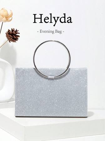 1pc Fashionable Solid Color High-Quality Fabric Women's Handbag, Paired With Metal Handle Ring, Charming And Elegant Ladies' Business Bag, Suitable For Women's Daily Use, Clutch/Tote/Shoulder Bag/Crossbody Bag, Can Be Used For Wedding/Party/Prom/Banquet